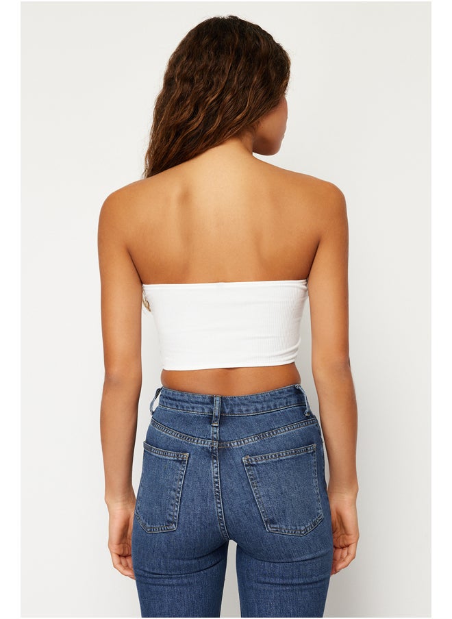 trendyol - Ecru Strapless Corset Crop Woven Blouse TWOSS23BZ00939 - Image 1