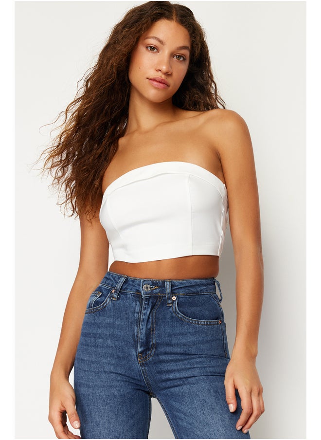 trendyol - Ecru Strapless Corset Crop Woven Blouse TWOSS23BZ00939 - Image 1