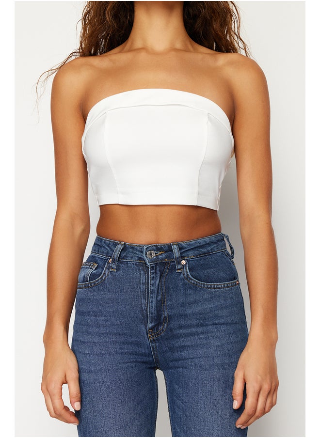 trendyol - Ecru Strapless Corset Crop Woven Blouse TWOSS23BZ00939 - Image 1