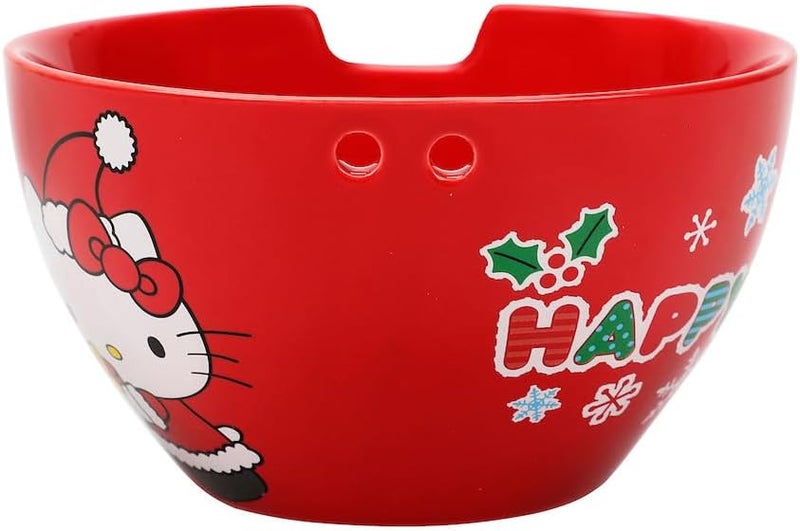 Bioworld Hello Kitty Happy Holidays 20 Oz Red Ramen Bowl - Image 4