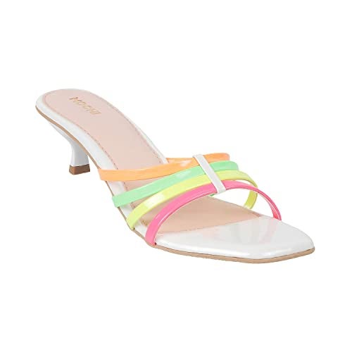 Mochi Women White Fashion Kitten Heel Slip-on UK/6 EU/39 (40-2499) - Image 2