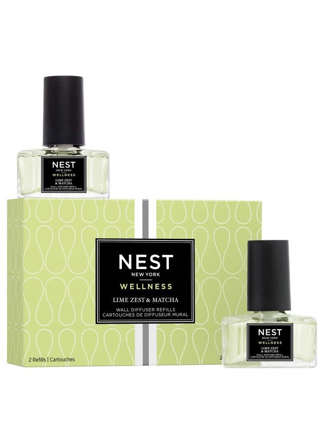 NEST FRAGRANCES Wall Diffuser Refill Vials, Lime Zest & Matcha - Set of 2 - Up to 60 Days of Continuous Scent - Cruelty Free, Vegan - Made in USA  - Image 1
