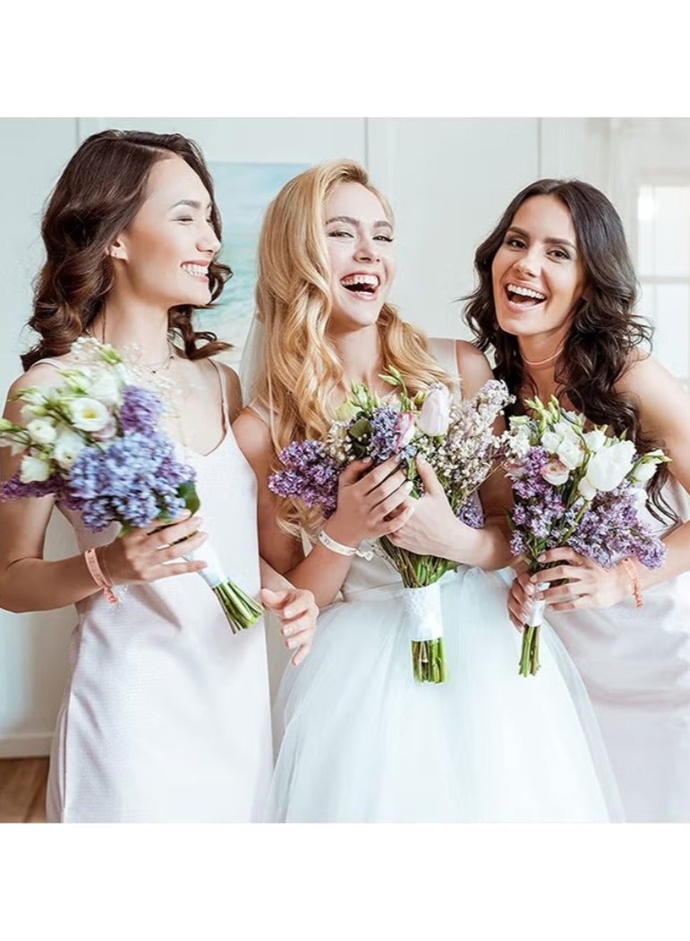 11pcs Bride Tribe Hair Ties Bridesmaids Wrist Bands for Bachelorette Wedding Bridal Shower Bride to Be Party Favors(1 White + 10 Rose Purple) - Image 4