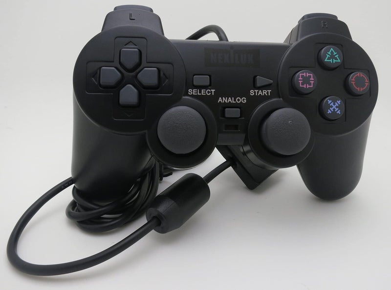 NEXiLUX PS2 Controller Compatible with Sony Playstation 2 & Ps1 / Psone, Black - Image 2
