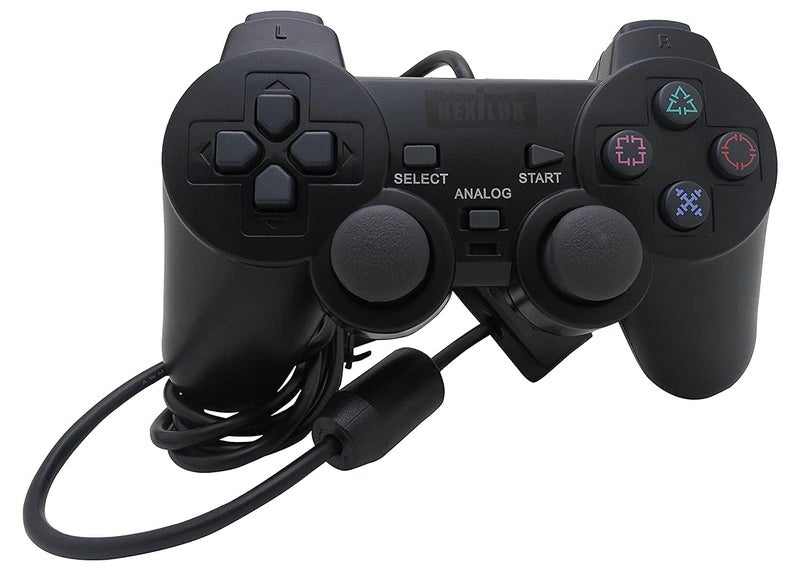 NEXiLUX PS2 Controller Compatible with Sony Playstation 2 & Ps1 / Psone, Black - Image 1