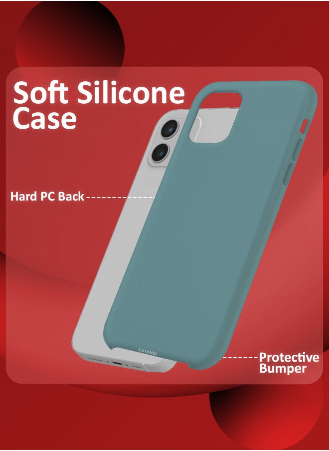 CATANES - [for iPhone 12] 2 Pack Silicone Case and 3D Screen Protector Shockproof Protective Case Anti Scratch Smooth Case Cover/Teal - Image 1