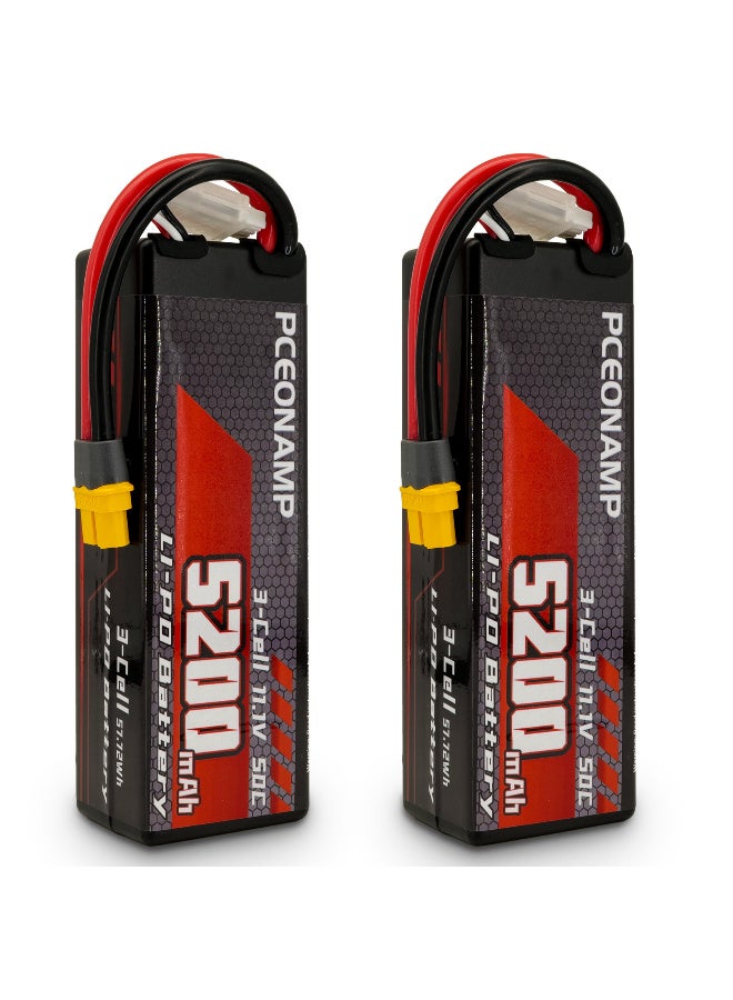 بيسيونأمب 3S ليبو بطارية 11.1V 50C 5200mAh مع XT60 بوس عالية القدرة RC السيارات بطارية مناسبة لنموذج سيارة RC ، RC سباق سيارة شاحنة خزان قارب هليكوبتر طائرة رباعية مروحية مع صندوق تخزين البطارية - Image 1