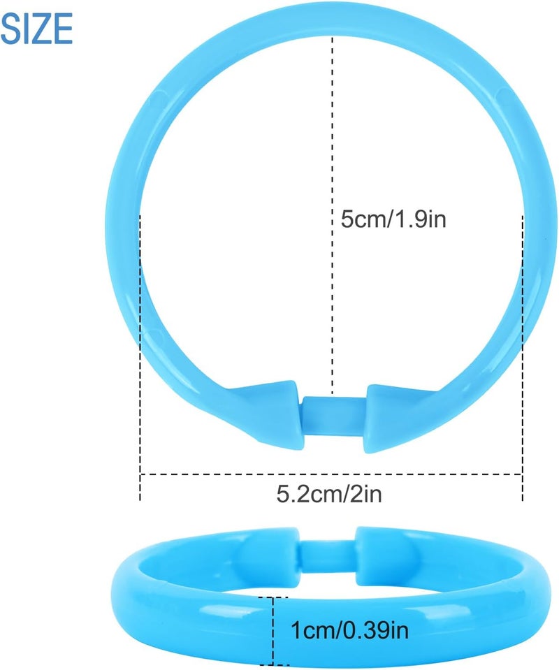 Qulable Light Blue Shower Curtain Hooks - 12 Pcs Circular Plastic Shower Curtain Rings for Bathroom - O Shaped Sky Blue Shower Hooks Rings for Shower Curtain Rod - Image 4