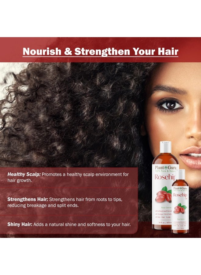 Plant Guru Rosehip Oil 4 oz. Refined and Deodorized 100% Pure Natural - Skin, Body And Face. Great for Hair Growth & More!  - Image 5