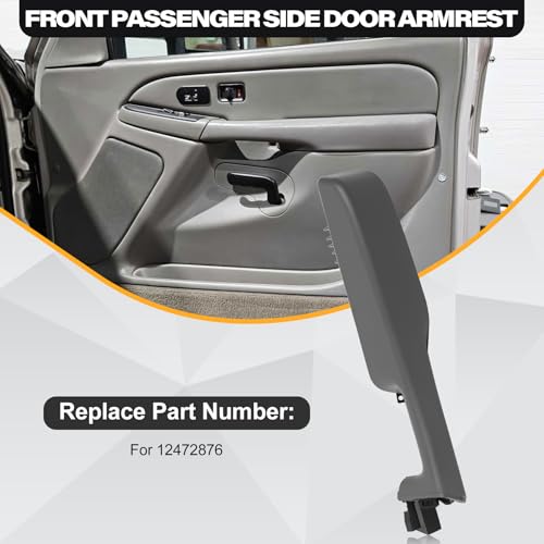 SAYNO 12472876 Front Passenger Side Door Armrest Handle Compatible with 1999-2006 Chevy Suburban Silverado Sierra Tahoe Avalanche Escalade & GMC Yukon, Front Right Side Door Arm Rest with Handle, Light Gray - Image 4