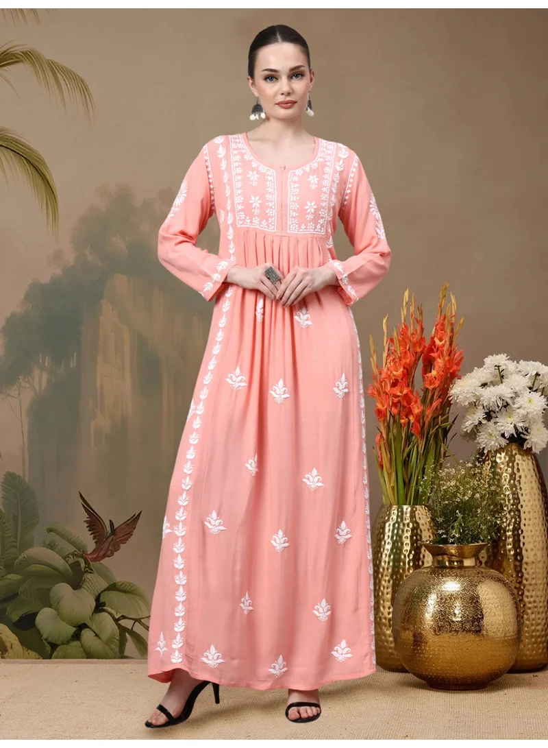 الايا جلابية رايون شيكانكاري مطرزة يدوياً-AL4121