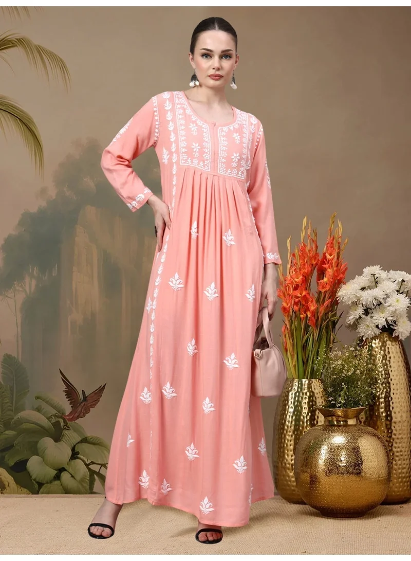 Alaya  Hand Embroidered Chikankari Rayon Jalabiya-AL4121 for Women | Best Price UAE