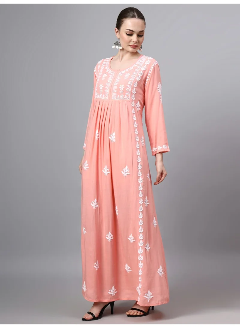Alaya  Hand Embroidered Chikankari Rayon Jalabiya-AL4121 for Women | Best Price UAE