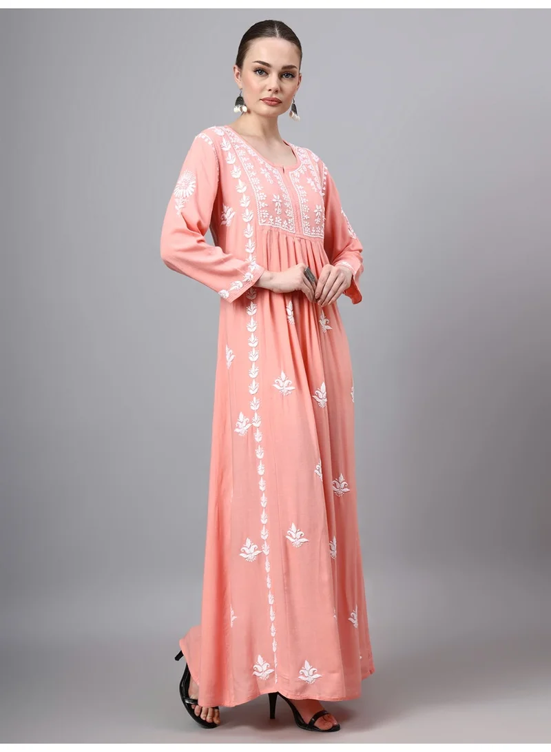 Alaya  Hand Embroidered Chikankari Rayon Jalabiya-AL4121 for Women | Best Price UAE