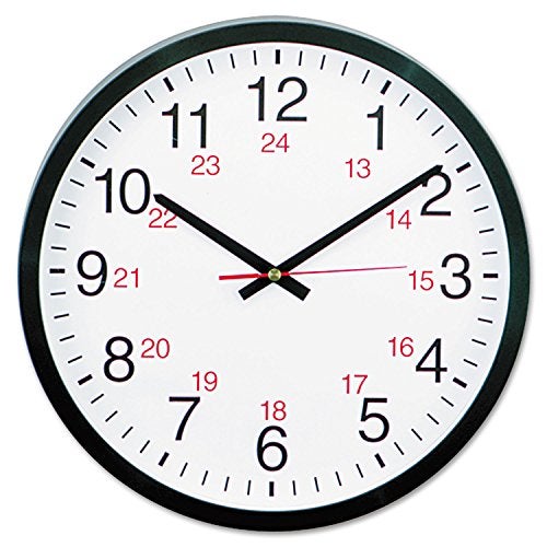 Universal 10441  24Hour Round Wall Clock 125in Black