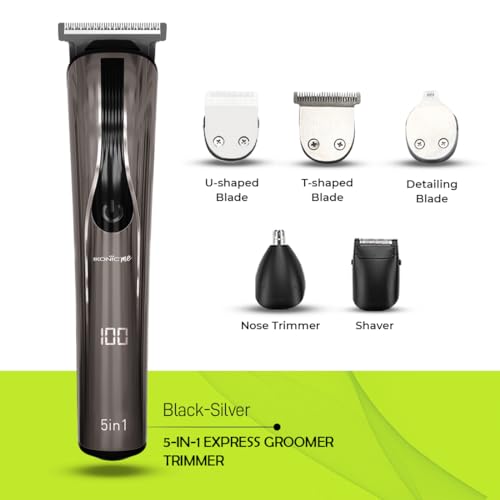 IKONIC Male 5 In 1 Express Groomer Trimmer with Stainless Steel Blades, 90 Minutes Of Runtime, Precision Hair Styling and Grooming Trimmer, Beard,Ear & Nose Trimmer, - Image 2
