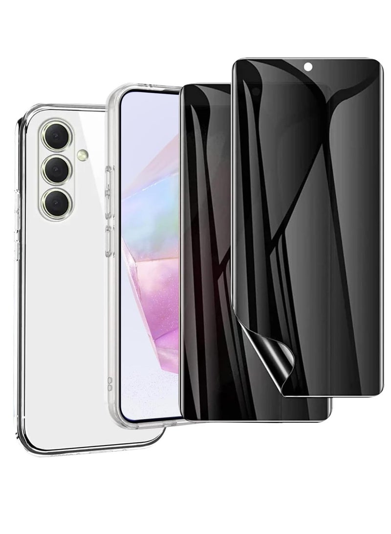 ELTRAZONE Lukione Privacy Screen Protector & Clear Case for Samsung Galaxy A35 5G – [1+2 Pack], HD Full Screen Film with Anti-Shatter Protection - Image 1