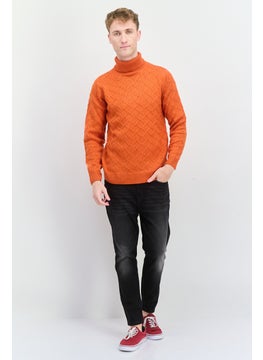 Sorbino Men Funnel Neck Pointelle Sweater, Orange  - Image 4