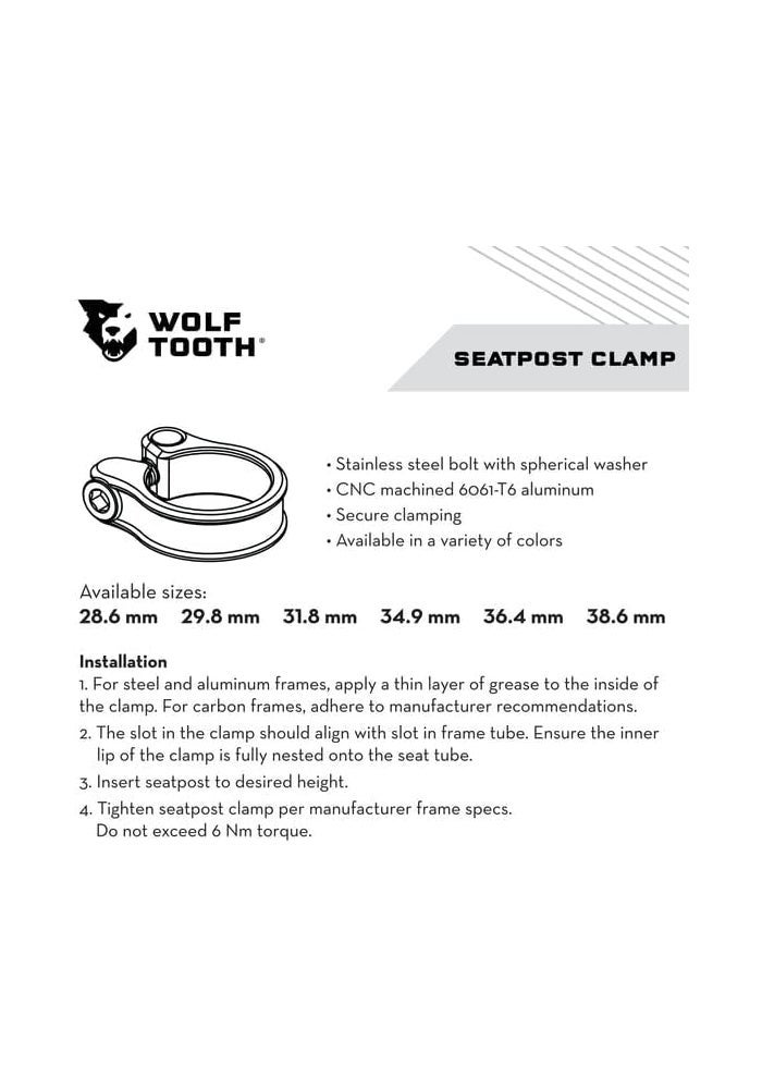 Wolf Tooth Precision-Machined Seatpost Clamp - Blue, 34.9/35mm - Image 3