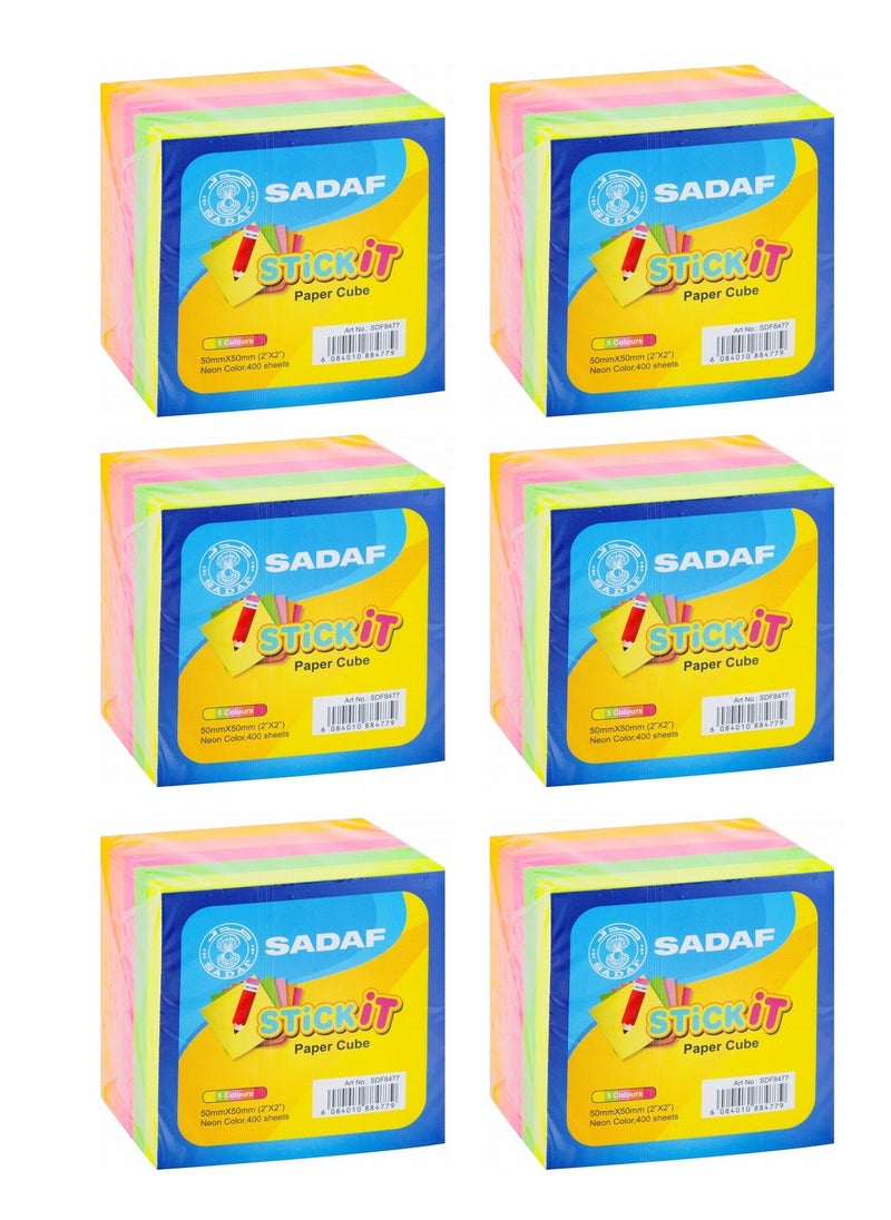 Sadaf - 6-Pack Sticky Notes 2x2 Inch Size Multicolour - Image 1