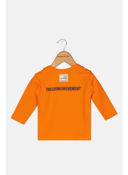 Toddlers Boy Brand Logo Long Sleeve Top, Orange