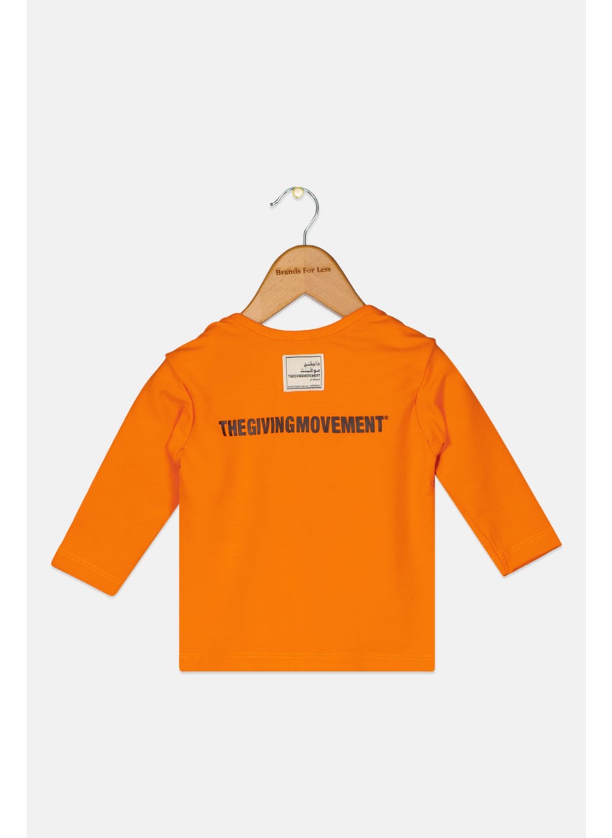 The Giving Movement - Toddlers Boy Brand Logo Long Sleeve Top, Orange - Image 1