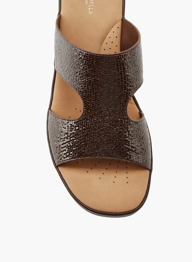 Flora Bella By Shoexpress Textured Slip-On Sandals with Block Heels
