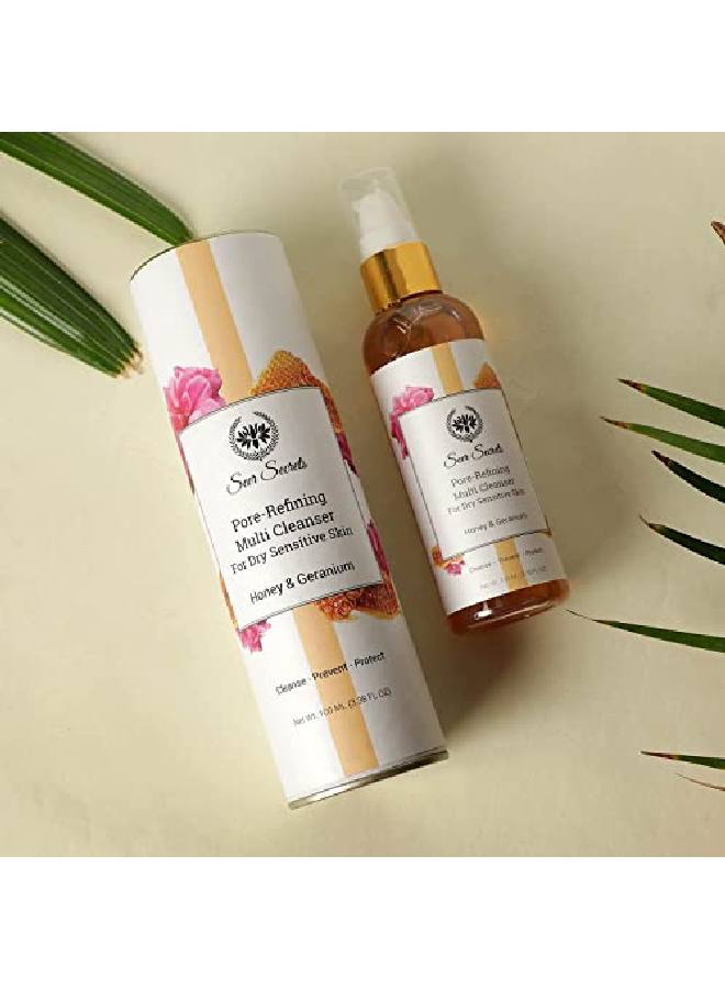 Seer Secrets 100% Natural Honey Geranium Face Cleanser For Dry Sensitive Skin | Porerefining | Deep Cleansing | Antiaging | Multi Cleanser | Suitable For Men Women | Pack Of 100Ml - Image 3