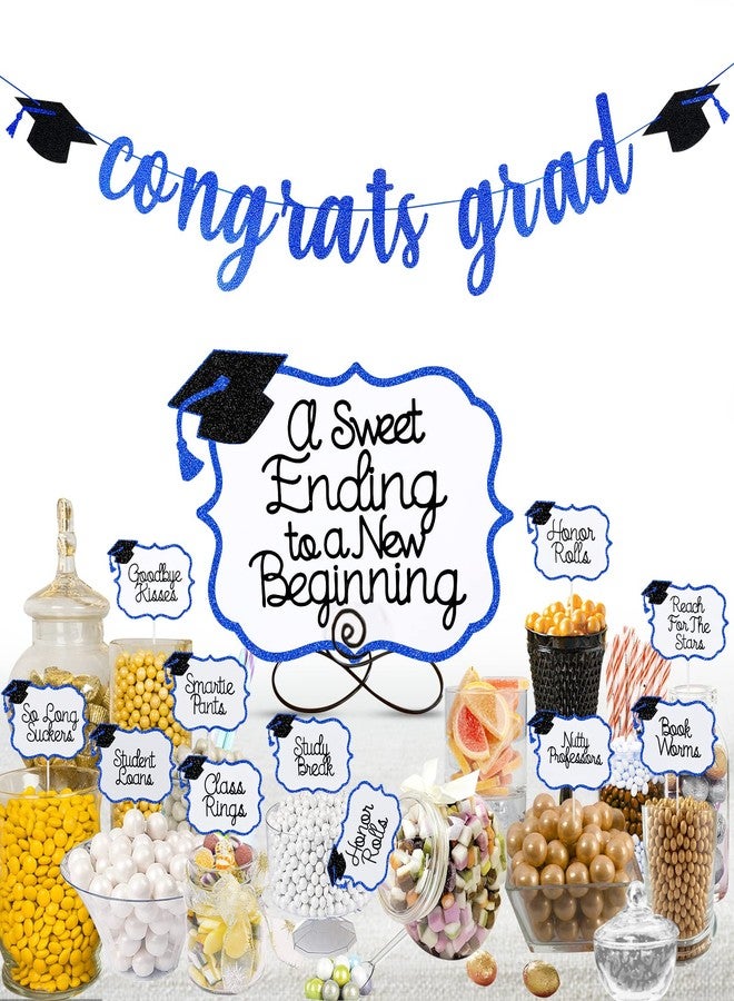 LeeSky Blue Congrats Grad Banner and Graduation Table Decor for 2022 Graduation Decorations - Image 1