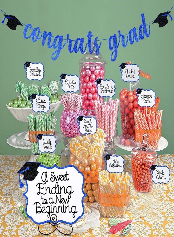 LeeSky Blue Congrats Grad Banner and Graduation Table Decor for 2022 Graduation Decorations - Image 3