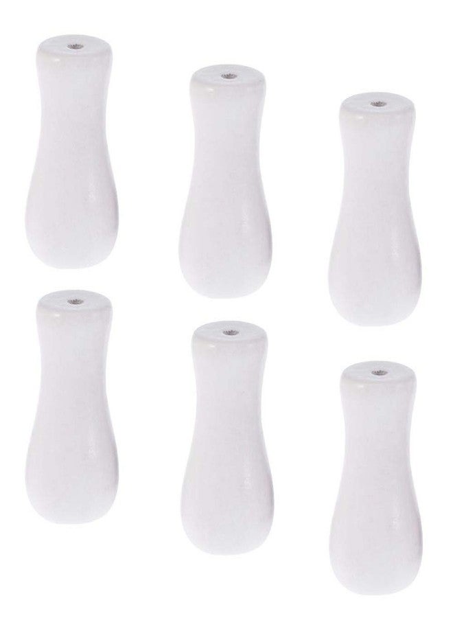 Cutelec Wood Cord Tassels 6Pack for Window Blinds White Cord Knobs Wooden Hanging Ball Pulls for Curtain Craft(6, White) - Image 1