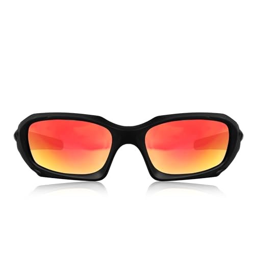 Dervin UV Protected Polarized Sports Sunglasses for Men & Women Driving Cycling Fishing Cricket Sunglasses (Black-Red Mirror) - Image 2