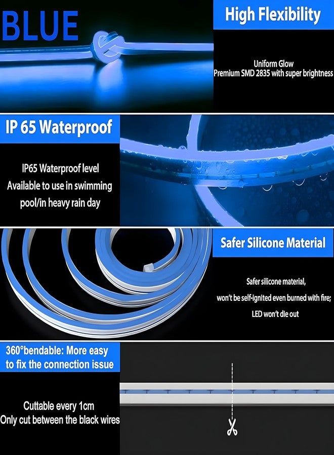 HEADLY 5-Metre Neon Light Strip with 600 LEDs and 12V Adapter - Ideal for Wall Decorations,Parties Celebrations,Bars and Custom Neon Displays (Pack of 1) (Blue) - Image 2