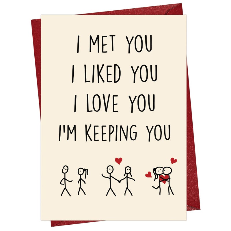 Cheerin Funny Anniversary Card with Envelopes - Humorous Love Cards for Him and Her - Romantic Card for Husband, Wife, Fiance, Boyfriend and Girlfriend - Hilarious Birthday Gift 5x8 Inch - Image 1