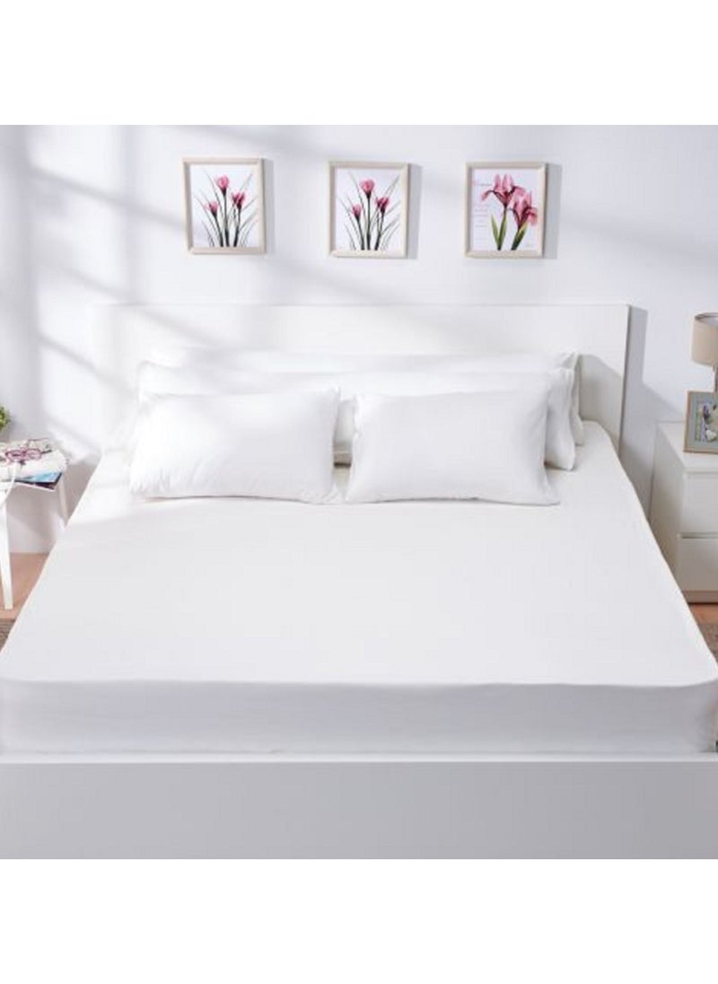 Cotton Solid Bed Sheet 100 cm - white
