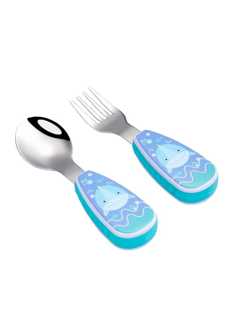 Doodle Kiddo Shark Kid's Spoon & Fork Cutlery Set with Case - Image 1