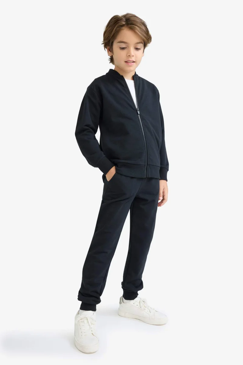 ديفاكتو Boy College Collar Zippered Bomber Jacket