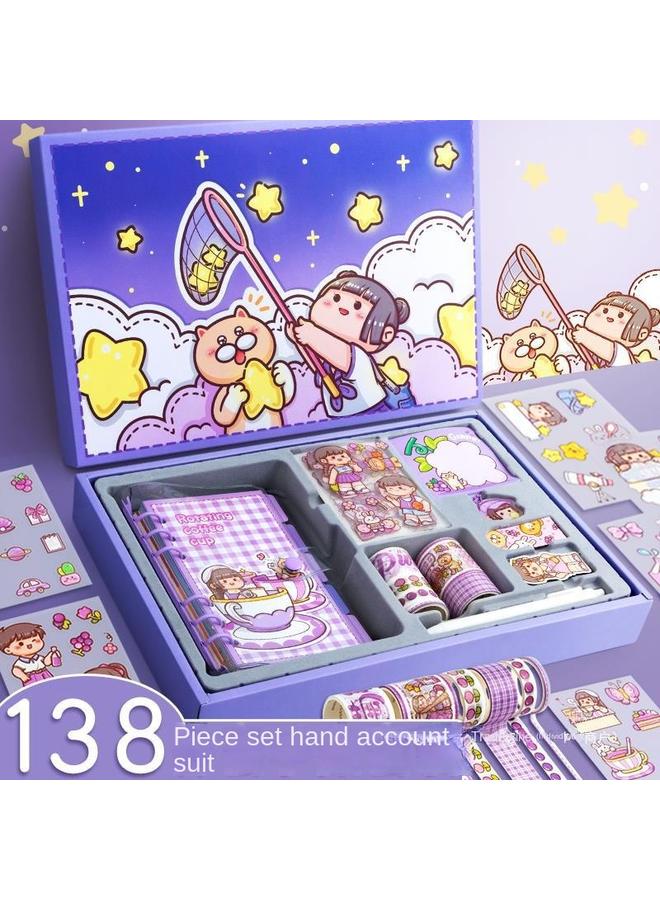 Bluejw Small Potato Hand Account Book Suit Girl's Heart Lovely Wind Big Gift Box Girl Loose-leaf Hand Account Book Tool Material Complete Set - Image 3