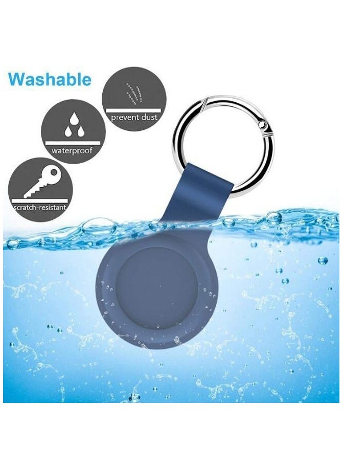 Generic - 2 Pack Protective Case for Apple Airtag With Keychain, Waterproof Silicone Protective Case, Black+Blue - Image 1