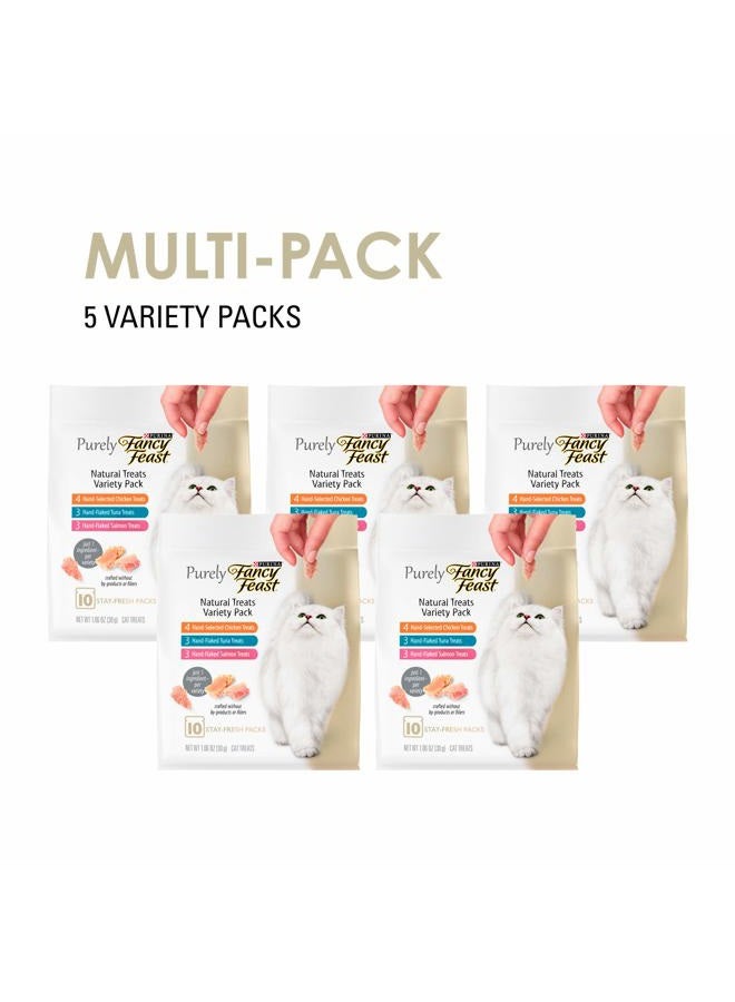Fancy Feast Purina Fancy Feast Natural Cat Treats Variety Pack, Purely Natural - (Pack of 5) 10 ct. Pouches - Image 2