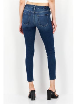 7 FOR ALL MANKIND Women Super Skinny Fit Washed Stretchable Denim Jean, Blue  - Image 2