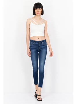 7 FOR ALL MANKIND Women Super Skinny Fit Washed Stretchable Denim Jean, Blue  - Image 4
