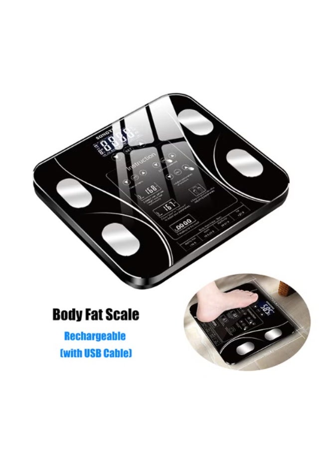 A smart, multi-functional electronic BMI scale for measuring body fat percentage, operating with Bluetooth technology and offering the ability to perform various body analyses via a smartphone app. - Image 2