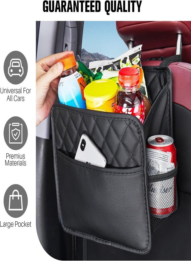 BLIXAR Car Back Seat Organizer, Hanging PU Leather Car Storage Bag, Compatible with Most Vehicles Interior Accessories Organizer [Black] (Car Back Seat 2c) - Image 5