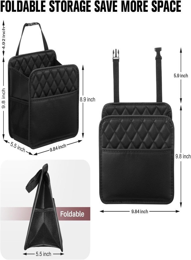 BLIXAR Car Back Seat Organizer, Hanging PU Leather Car Storage Bag, Compatible with Most Vehicles Interior Accessories Organizer [Black] (Car Back Seat 2c) - Image 3