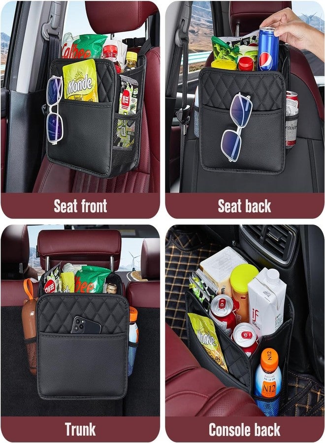 BLIXAR Car Back Seat Organizer, Hanging PU Leather Car Storage Bag, Compatible with Most Vehicles Interior Accessories Organizer [Black] (Car Back Seat 2c) - Image 4