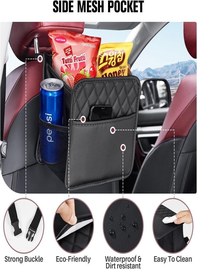 BLIXAR Car Back Seat Organizer, Hanging PU Leather Car Storage Bag, Compatible with Most Vehicles Interior Accessories Organizer [Black] (Car Back Seat 2c) - Image 2