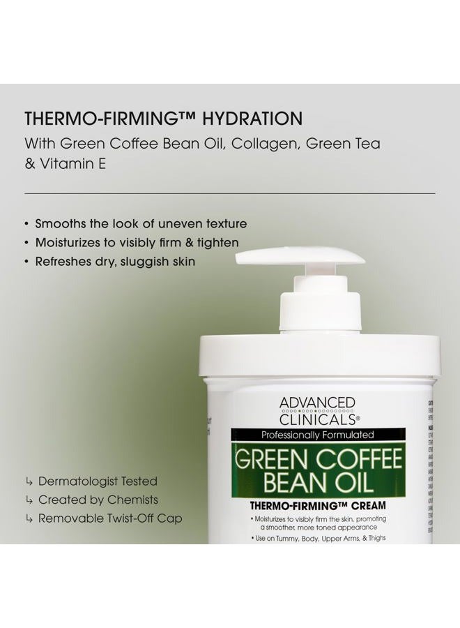 Advanced Clinicals Unscented Collagen Body Cream & Face Moisturizer + Green Coffee Bean Oil Thermo - Firming Body Cream For Women & Men Helps Reduce Appearance Of Cellulite Prone Skin & Dry Skin, 2pc - Image 2