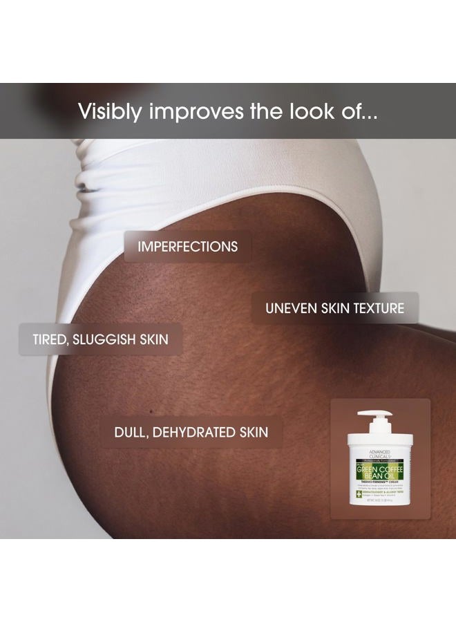 Advanced Clinicals Unscented Collagen Body Cream & Face Moisturizer + Green Coffee Bean Oil Thermo - Firming Body Cream For Women & Men Helps Reduce Appearance Of Cellulite Prone Skin & Dry Skin, 2pc - Image 5