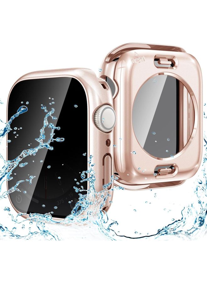 Applicable To For Apple Watch Waterproof Anti-peep Case Protective Cover For Apple Watch Tempered Case Film Integrated S9/8/7/6-Color:Original Machine Mei Jin [waterproof And Peep-proof Full Package]]-Exterior Dimension:45MM [for IWatch 7/8/9]]